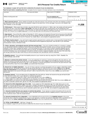 2013 Personal Tax Credits Return TD1