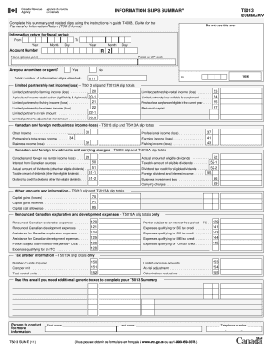 T5013 Information Slips Summary