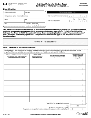Canadian RRSP Tax Return Form
