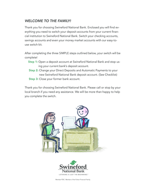 Swineford National Bank Account Switch Kit