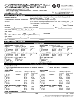 South Carolina Health Insurance Application