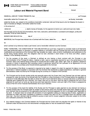 Public Works and Government Services Canada Labour and Material Payment Bond