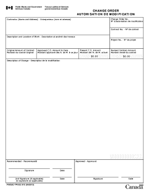 Canada Change Order Form