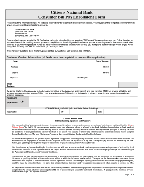 Citizens National Bank Bill Pay Enrollment Form