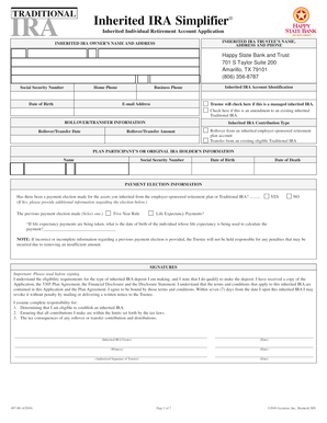 Inherited IRA Application Form