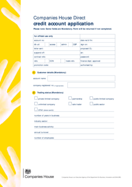 Companies House Direct Credit Account Application