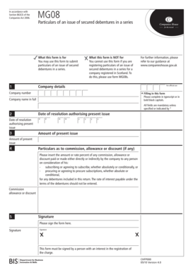 UK MG08 Secured Debentures Form