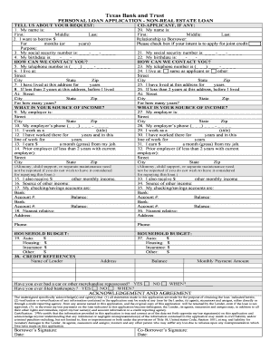 Texas Bank and Trust Personal Loan Application