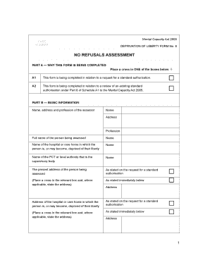 Mental Capacity Act 2005 Deprivation of Liberty Form 8