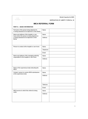 Mental Capacity Act 2005 Deprivation of Liberty Form 30