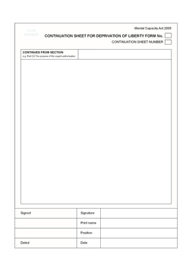 Mental Capacity Act 2005 Deprivation of Liberty Form