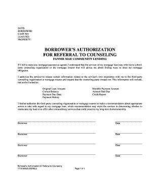 Borrower's Authorization for Referral to Counseling