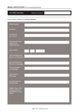 UK Medal Application Form