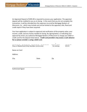 Mortgage Appraisal Deposit Form