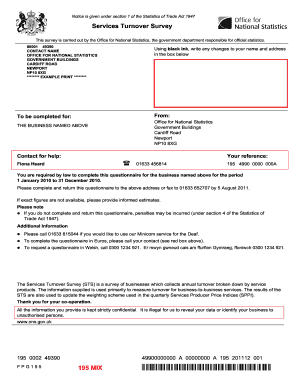UK Services Turnover Survey Form