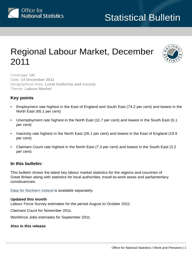 Coverage UK Date 14 December 2011 Geographical Area Local Authority and County Theme Labour Market - Preview on Page 1