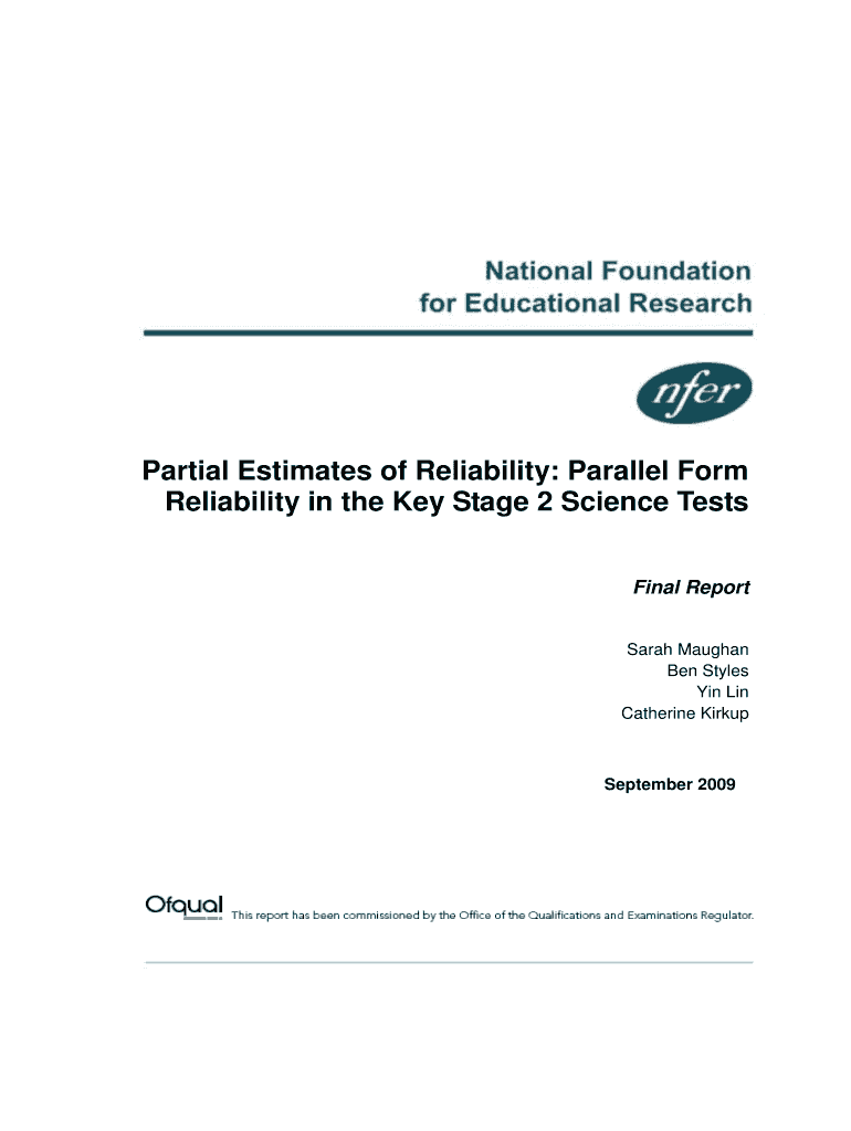 Parallel Form Reliability in - Ofqual - ofqual gov Preview on Page 1