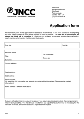UK Job Application Form