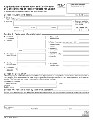 Plant Products Export Certification Application
