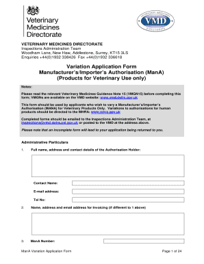 Variation Application Form - Manufacturer's/Importer's Authorisation ... - vmd defra gov