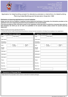 UK Listed Building Consent Application