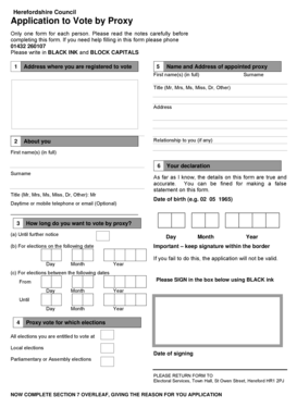 Herefordshire Council Proxy Vote Application