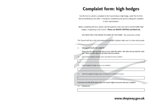 High Hedge Complaint Form
