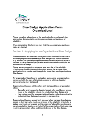 Organisational Blue Badge Application Form