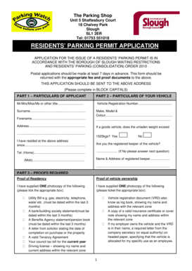 Residents' Parking Permit Application