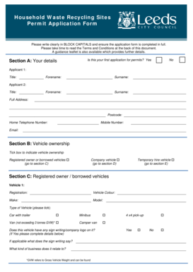 Household Waste Recycling Site Permit Application