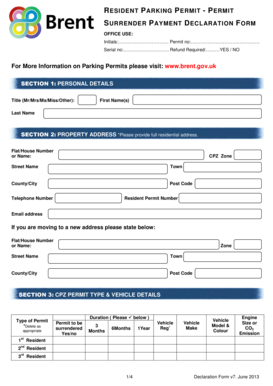 Resident Parking Permit Surrender Declaration Form
