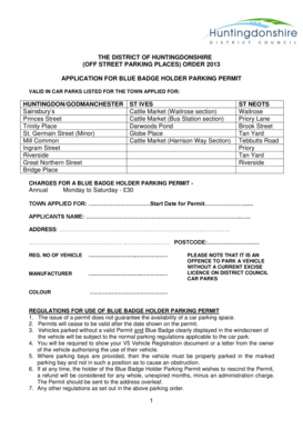 Blue Badge Holder Parking Permit Application