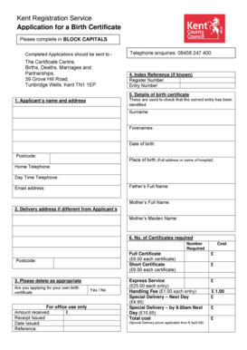 Application for a Birth Certificate