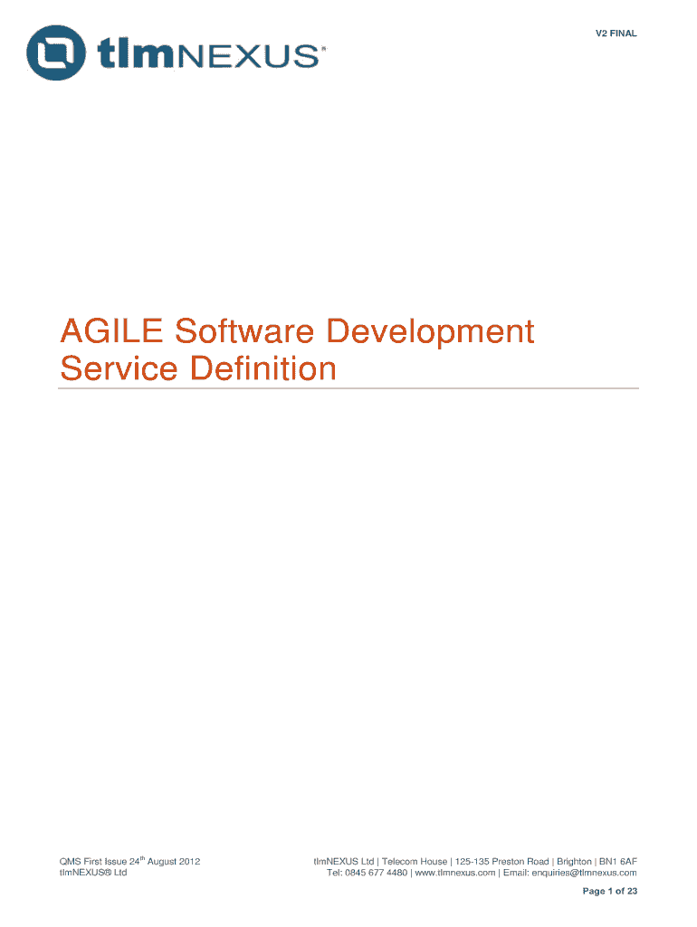 Agile Software Development Service Definition v2 Preview on Page 1