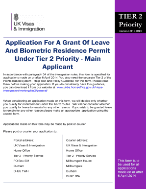 Tier 2 Priority Application Form