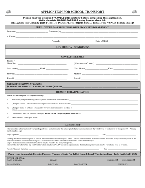 School Transport Application Form