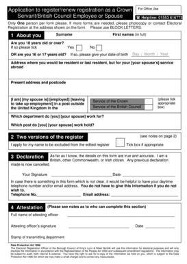 UK Crown Servant/British Council Voter Registration Form