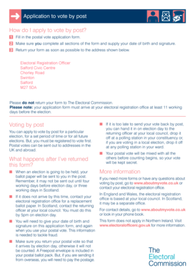 UK Postal Vote Application Form