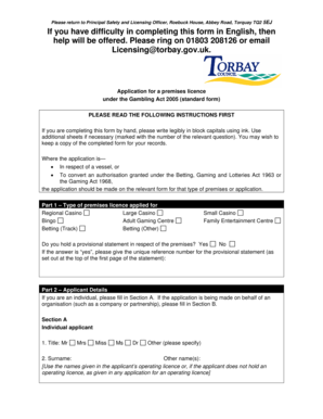 UK Gambling Premises Licence Application