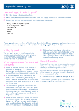 UK Postal Vote Application Form