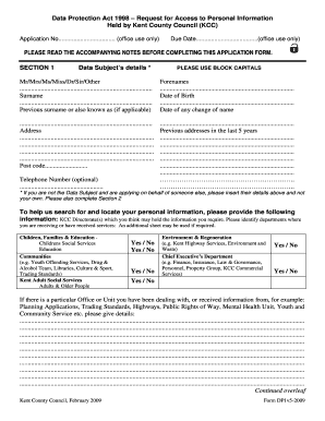 Data Protection Act 1998 Request Form
