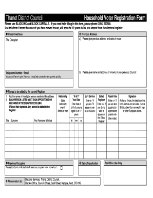 Thanet District Council Voter Registration Form
