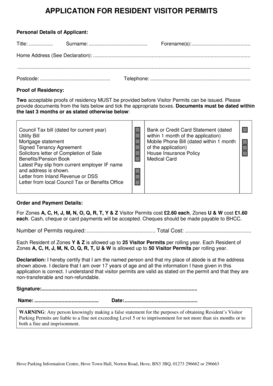 Resident Visitor Permits Application
