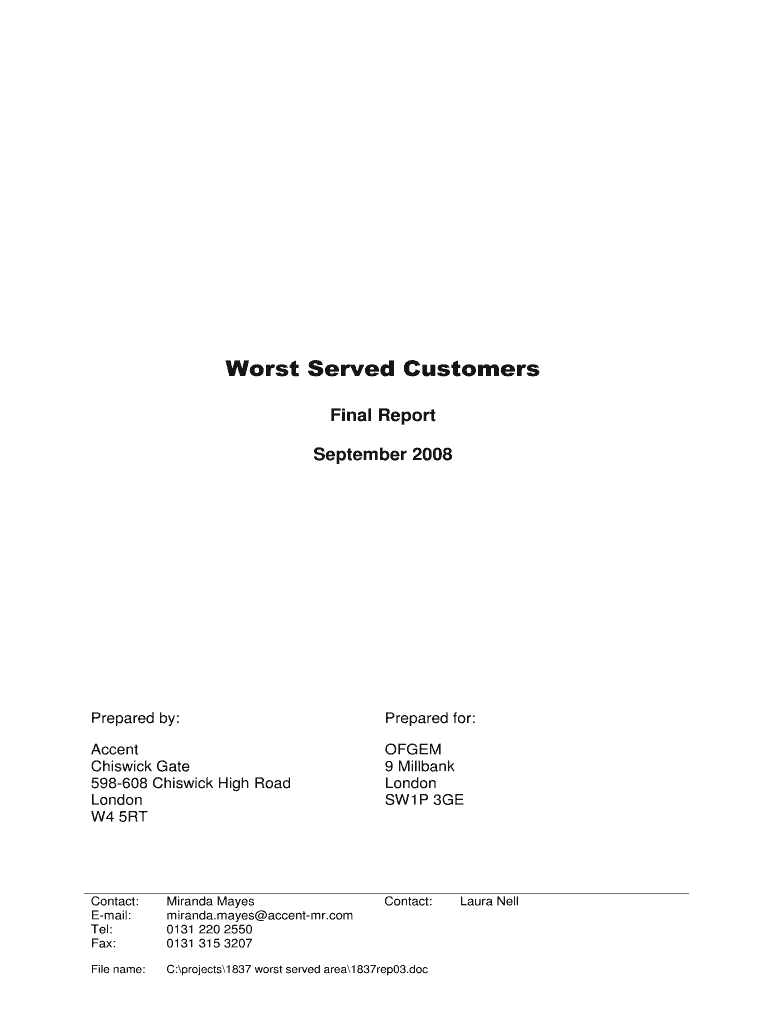 Worst Served Customers final report; MM NC - ofgem gov Preview on Page 1