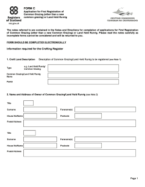 Fillable Online ros gov Crofting Register Form C. Application for First ...