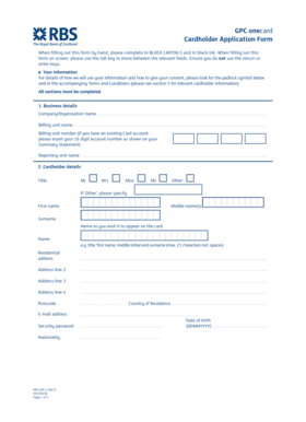 GPC OneCard Cardholder Application Form