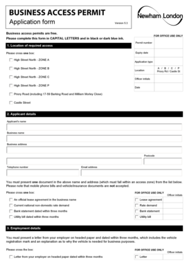 Newham Business Access Permit Application