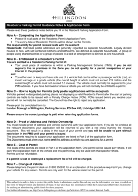 Resident's Parking Permit Application Form