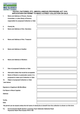 UK Street Collection Permit Application