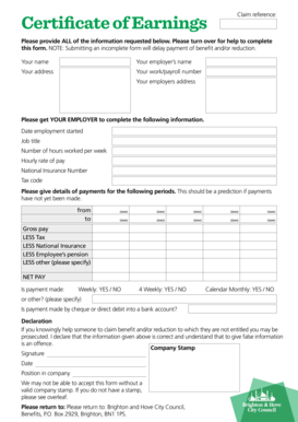 Certificate of Earnings Form